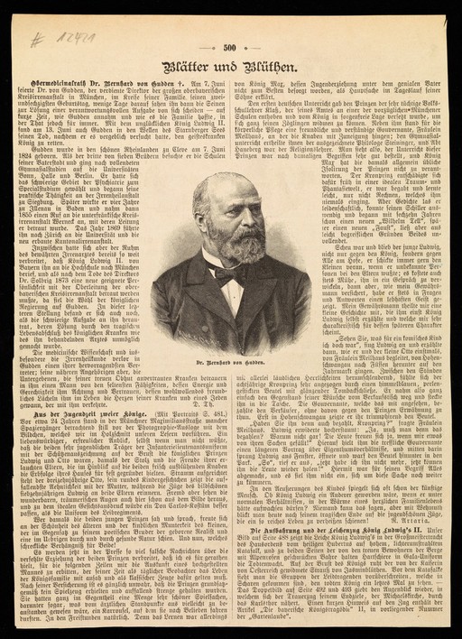 Wood engraving of Bernhard Aloys von Gudden
