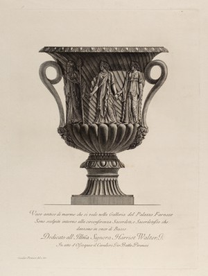 view A marble vase. Etching by G.B. Piranesi, ca. 1770.