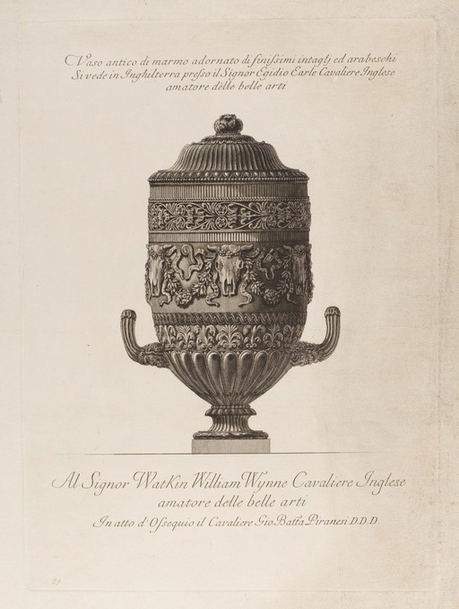 A marble vase. Etching by G.B. Piranesi, ca. 1770