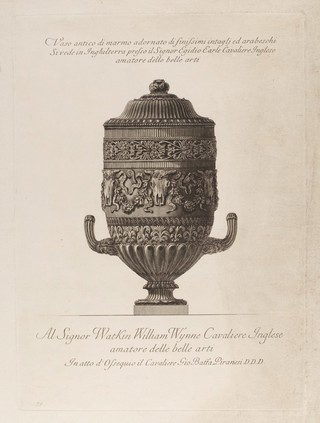 A marble vase. Etching by G.B. Piranesi, ca. 1770.