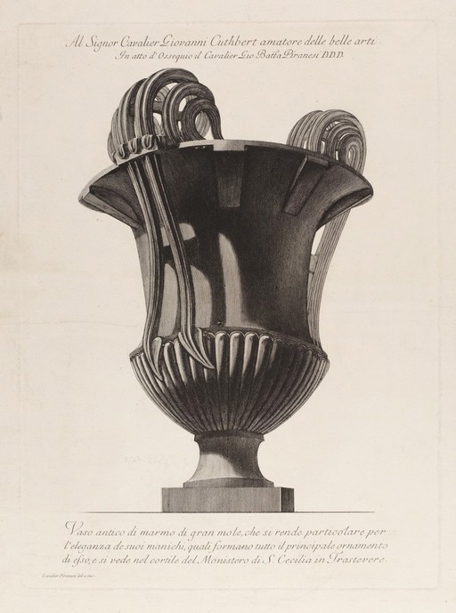 A marble vase. Etching by G.B. Piranesi, ca. 1770