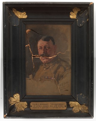 A sergeant in the Royal Army Medical Corps. Oil painting by H.R. Mackey, 1918.