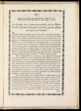 Netemachtiliztli. In Itechpa in cè yancuican pahtli, inic in Macehualtin quimatizque iquin yeiman, quenin, ihuan quezqui quicelizque / [José Ignacio Bartolache].