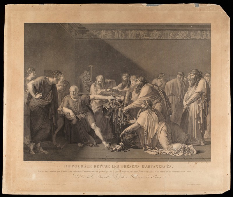 Hippocrates refusing the gifts of Artaxerxes. Engraving by Raphael Massard, 1816, after A.L. Girodet-Trioson, 1792., [1816], by Anne-Louis Girodet