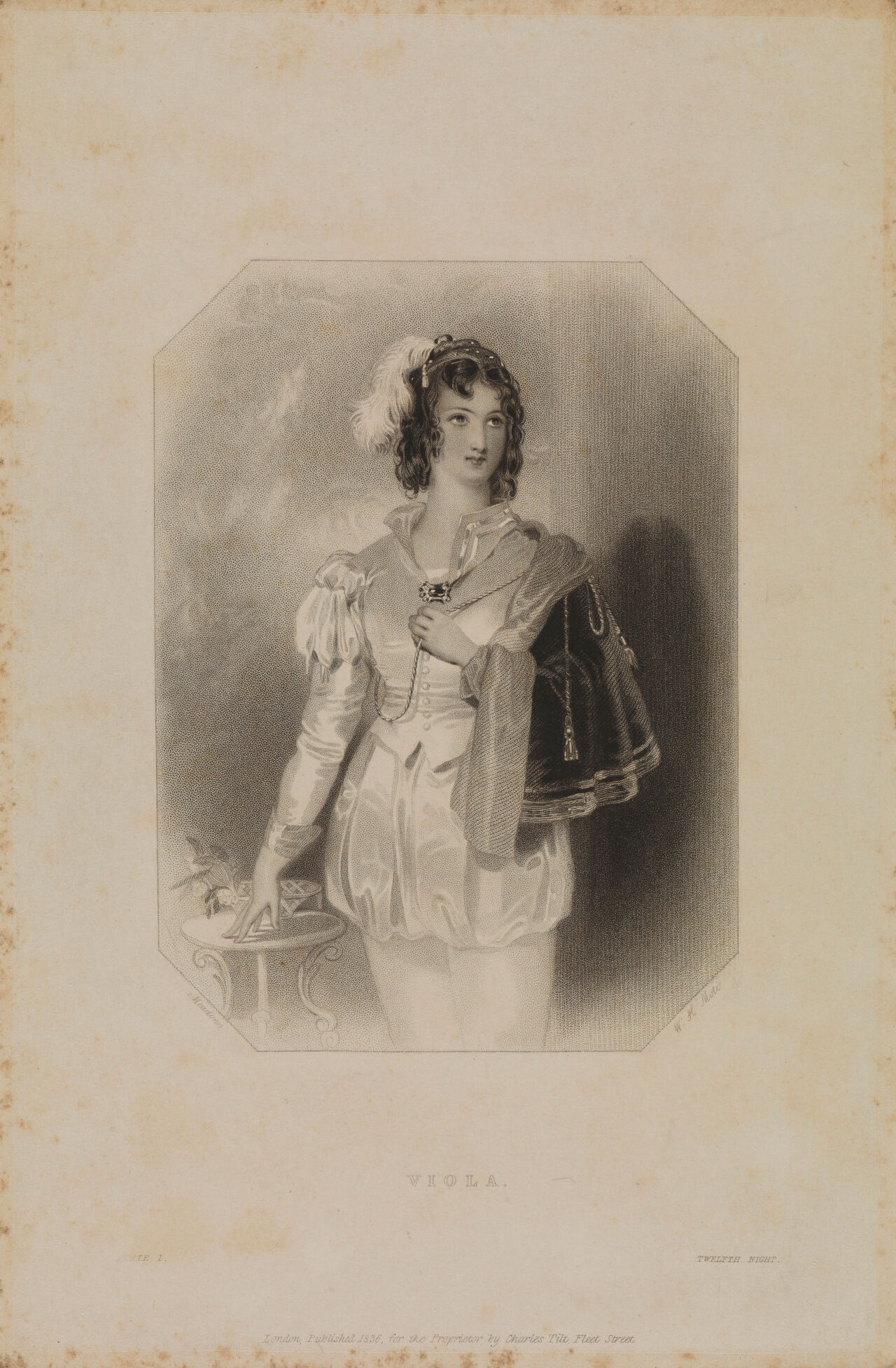 Viola in Shakespeare's Twelfth night. Stipple engraving by W.H. Mote, 1836, after Meadows after W. Shakespeare., 1836, by William Shakespeare