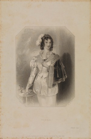 view Viola in Shakespeare's Twelfth night. Stipple engraving by W.H. Mote, 1836, after Meadows after W. Shakespeare.