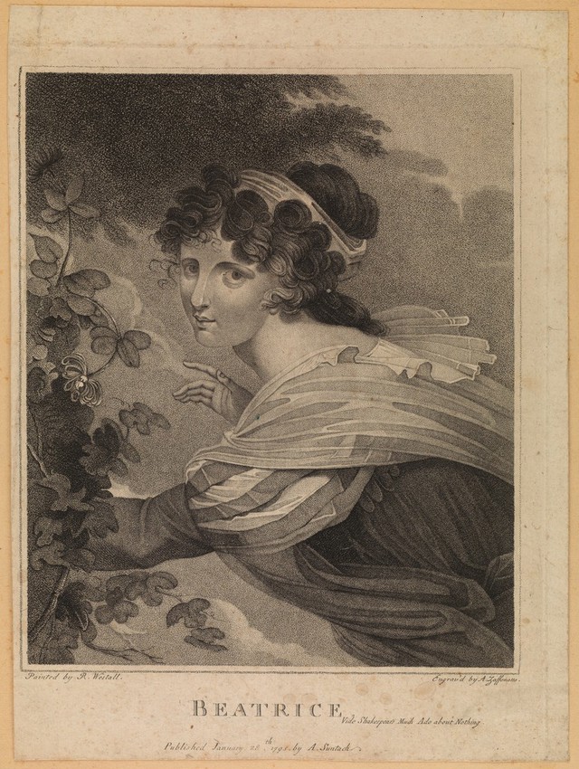 collections search brocklesby richard 1722 1797 wellcome collection beatrice in shakespeare s much ado about nothing stipple engraving by a zaffonato 1795 after r westall