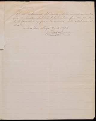 Un feto - a handwritten case study of an teratological case