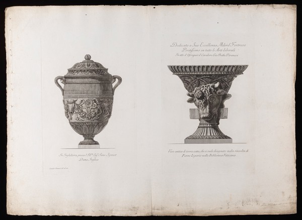 A marble vase. Etching by G.B. Piranesi, ca. 1770.