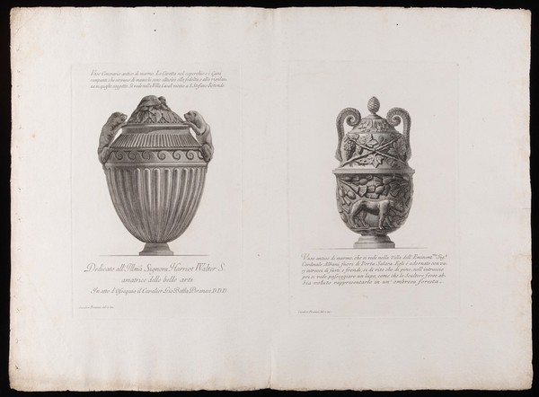 A marble urn. Etching by G.B. Piranesi, ca. 1770.