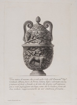A marble vase. Etching by G.B. Piranesi, ca. 1770.