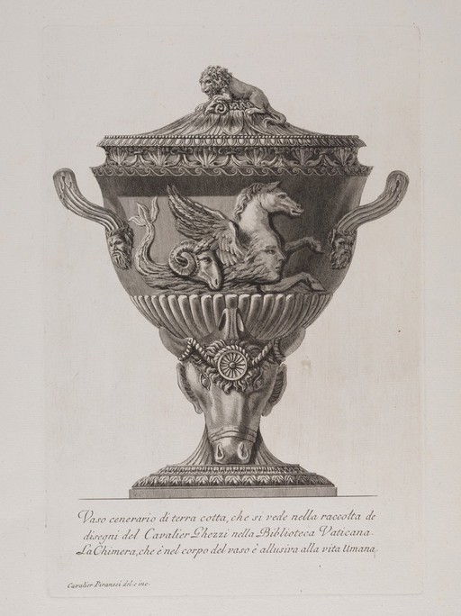 A terracotta urn. Etching by G.B. Piranesi.