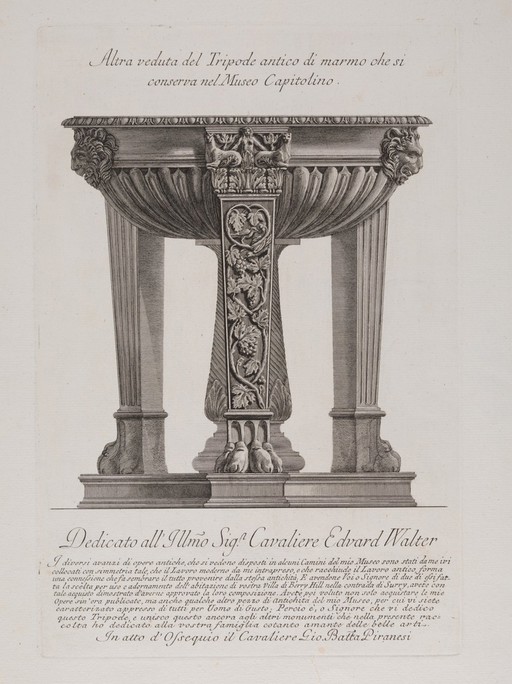 A marble tripod. Etching by G.B. Piranesi.