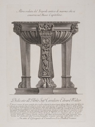 A terracotta urn. Etching by G.B. Piranesi, ca. 1770.