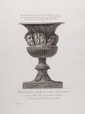 view A marble vase. Etching by G.B. Piranesi, ca. 1770.