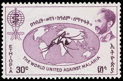 The world united against malaria stamp  30 cents from Ethiopia.