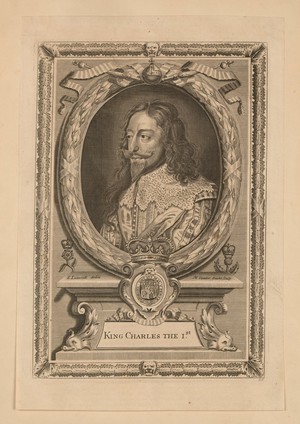 view King Charles I. Engraving by M. van der Gucht, 17--, after A. Van Dyck.