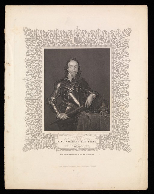 King Charles I. Engraving by J.H. Robinson after A. van Dyck.