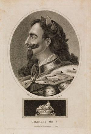 view King Charles I. Stipple engraving by J. Chapman, 1796.