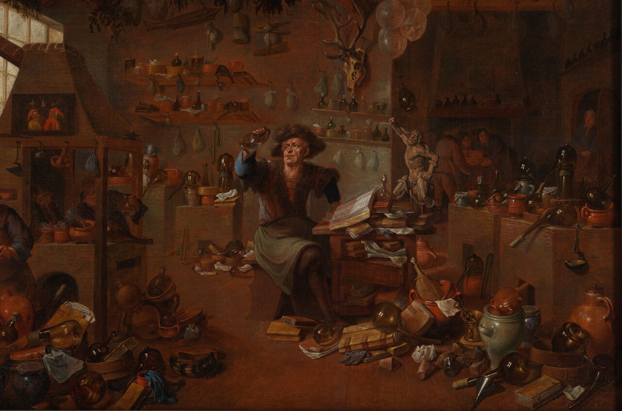 A savant in his cabine, 17th century., by Mattheus van Helmont