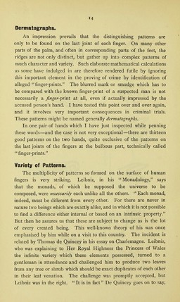 Henry Faulds, "Dermatographs" and "Variety of Patterns"
