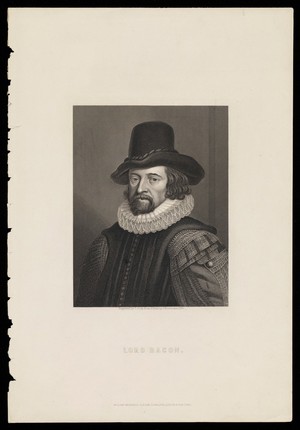 view Francis Bacon, Viscount St Albans. Engraving by C. Cook after J. Houbraken, 1738.