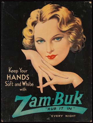 Keep your hands soft and white with Zam-Buk : "rub it in" every night.