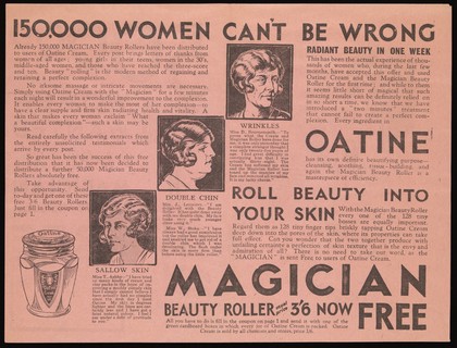 Advertising leaflet Oatine Company, 1930s