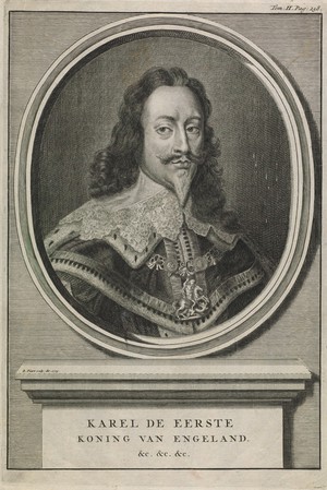 view King Charles I. Engraving by B. Picart, 1729, after A. van Dyck.