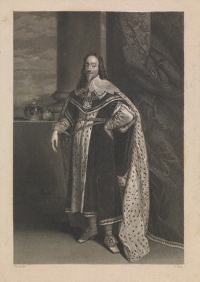 King Charles I. Engraving by F. Holl after A. van Dyck.