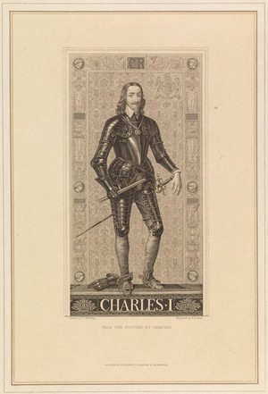 view King Charles I. Engraving by H. Bourne after J.L. Williams after A. van Dyck.