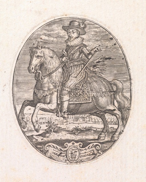 King Charles I as Prince of Wales, on horseback. Engraving by S. de Passe, 1616.