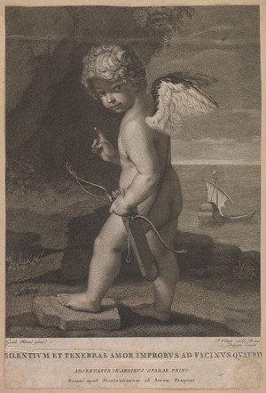 view Cupid. Etching by P. Vitali after G. Reni.