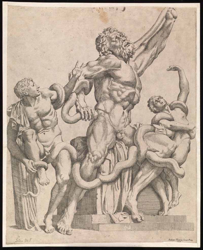 Laocoön. Etching by Sisto Badalocchio, 1606., 1606, by Sisto Badalocchio