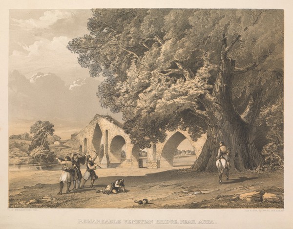Arta, Albania (subsequently Greece): the town and surrounding mountains. Colour lithograph after G.D. Beresford, 1855.