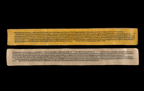 A copy of the tantric work Nihsvasatattvasamhita transcribed by Bauddhaesevita Vajracarya for Dr Paira Mall (1874 - 1957) in Katmandu, Nepal, c. 1912, from a palm-leaf manuscript.