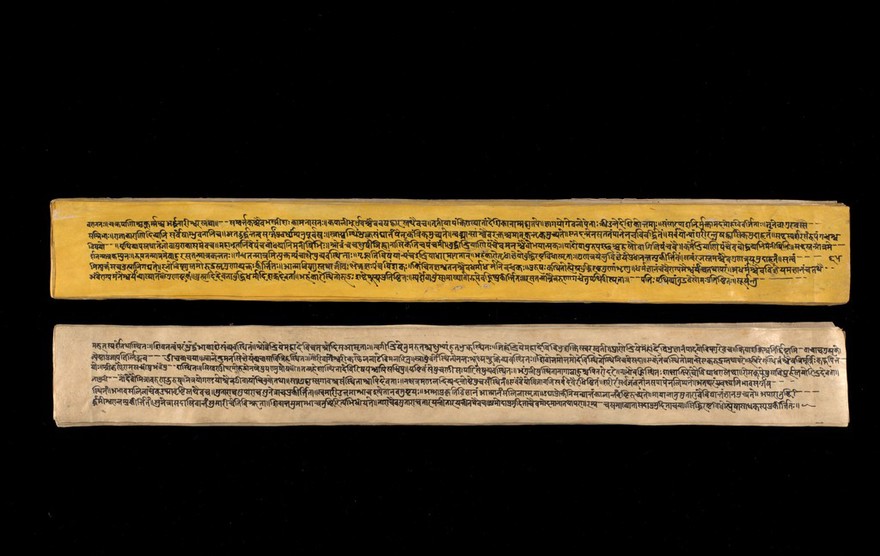 A copy of the tantric work Nihsvasatattvasamhita transcribed by Bauddhaesevita Vajracarya for Dr Paira Mall (1874 - 1957) in Katmandu, Nepal, c. 1912, from a palm-leaf manuscript.