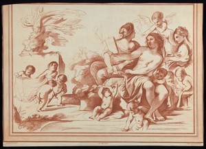 view The toilet of Psyche or Venus. Colour stipple engraving by W.W. Ryland, 1767, after G.F. Barbieri, il Guercino.