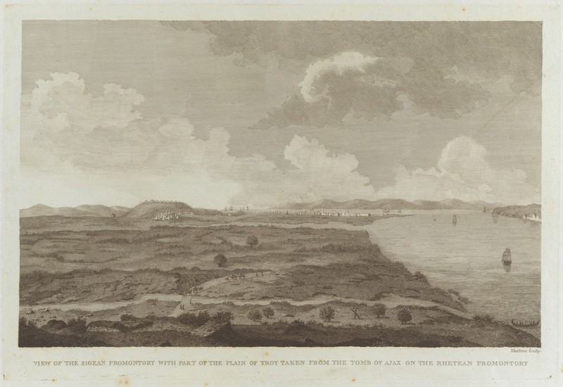 The site of the ancient Greek city of Sigeion, Anatolia (in Turkey). Engraving by W. Skelton., [1824?], by William Skelton
