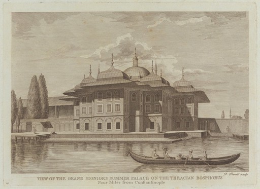 Dolmabahçe, Istanbul: the sultan's summer palace. Engraving by D. Pronti after W. Reveley.