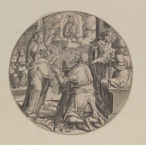 Augustus and the Tiburtine sibyl. Engraving, 17th C.