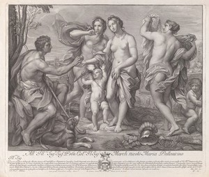 view The judgment of Paris. Engraving by G.G. Frezza, 1708, after C. Maratta.