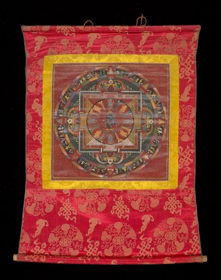 Mandala of black and white Mahākālas. Distemper painting by a Tibetan painter.