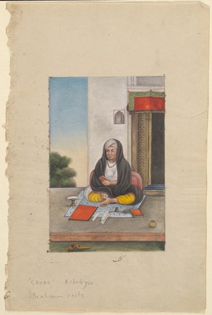 view An astrologer. Watercolour by an Indian artist, ca. 1825.