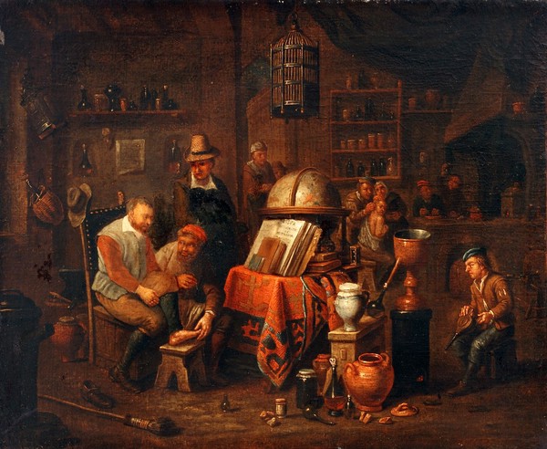 A capriccio of medical scenes. Oil painting by Gerard Thomas.