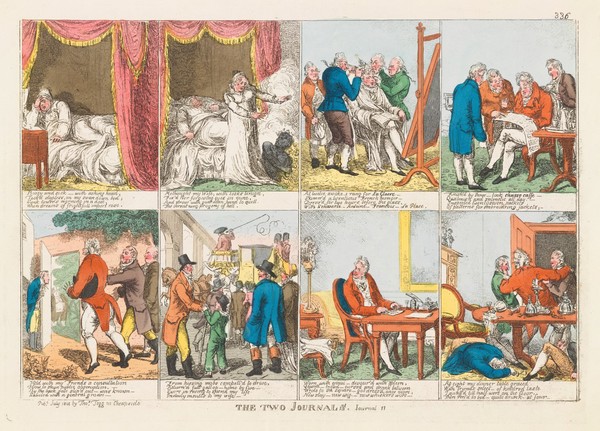 A day in the life of George, Prince Regent, 1814. Coloured etching by C. Williams, 1814.