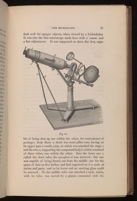 Illustration of Lister's microscope.