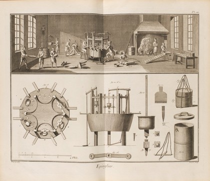 [Encyclopédie, ou dictionnaire raisonné des sciences, des arts et des métiers] / par une sociéte de gens de lettres. Recueil de planches sur les sciences, les arts libéraux et les arts méchaniques, avec leur explication. [Anon].