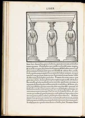 view Folio 2v. Persian portico. Woodcut, 1511.