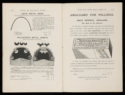 Manufacturer's catalogue for dental metals & fillings, 1908.